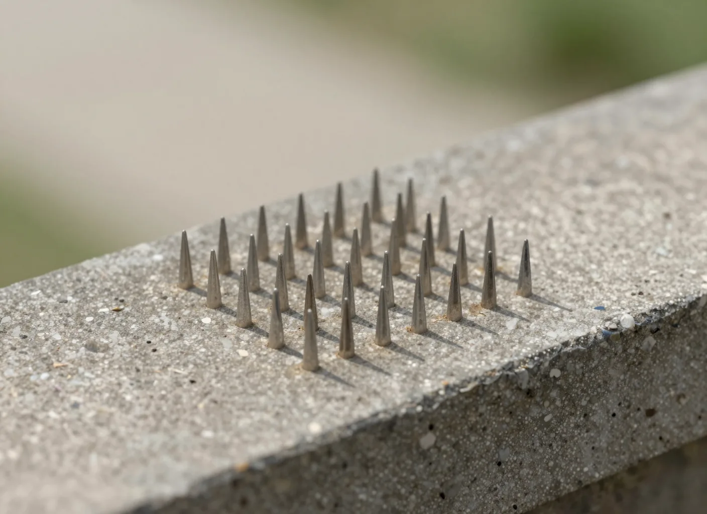 Taubenspikes auf einem Betonsims
